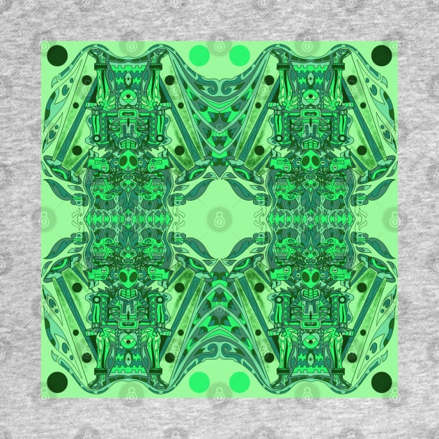 alien mirror warship mayan ecopop pattern by jorge_lebeau